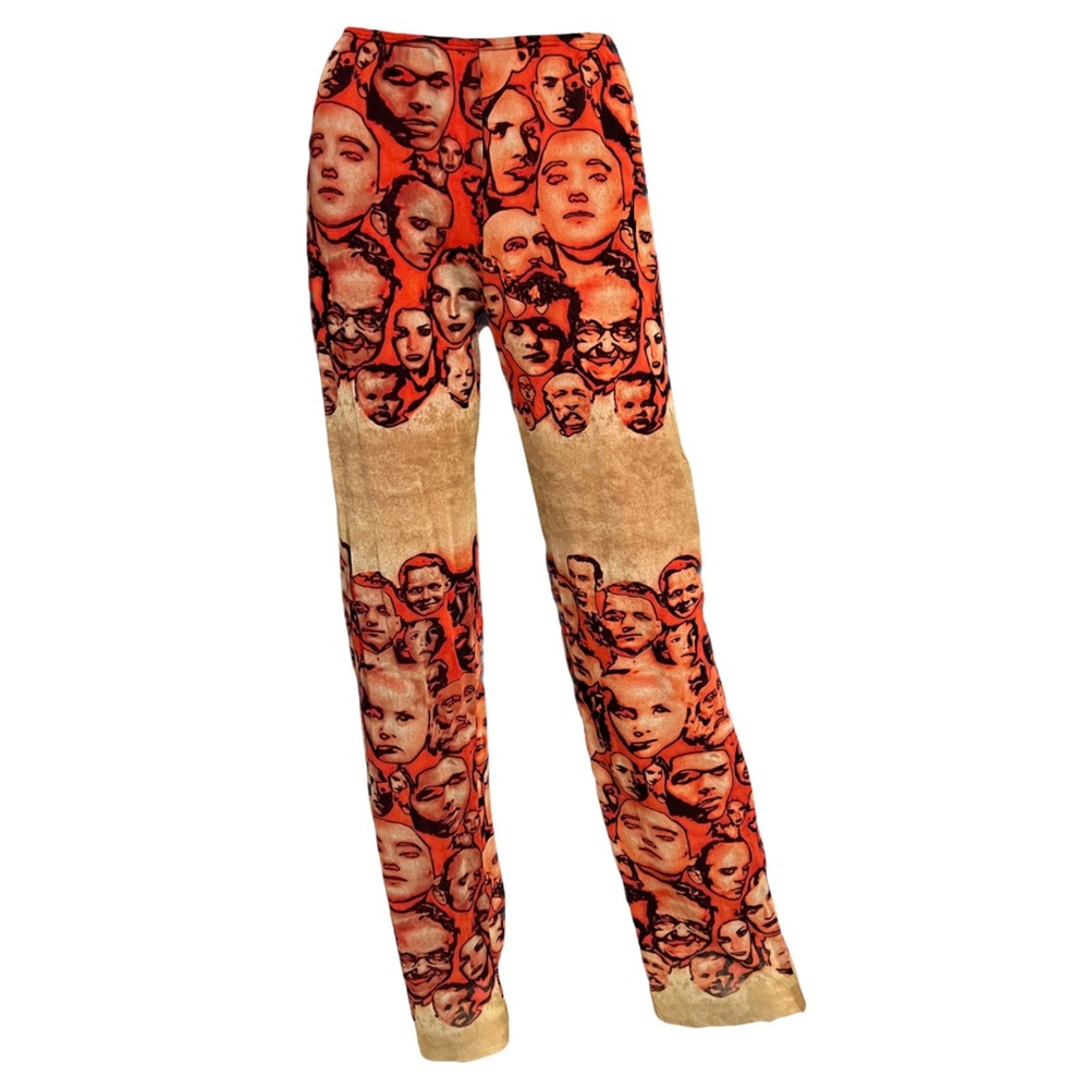 SOLD Jean Paul Gaultier Vintage Faces Printed Mesh Pants - Picture 1 of 8